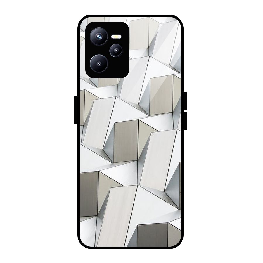 White Abstract Art Glass Back Case for Realme C35