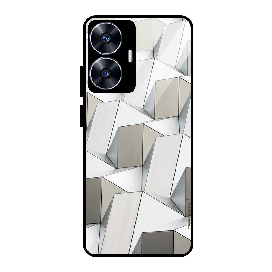 White Abstract Art Glass Back Case for Realme Narzo N55