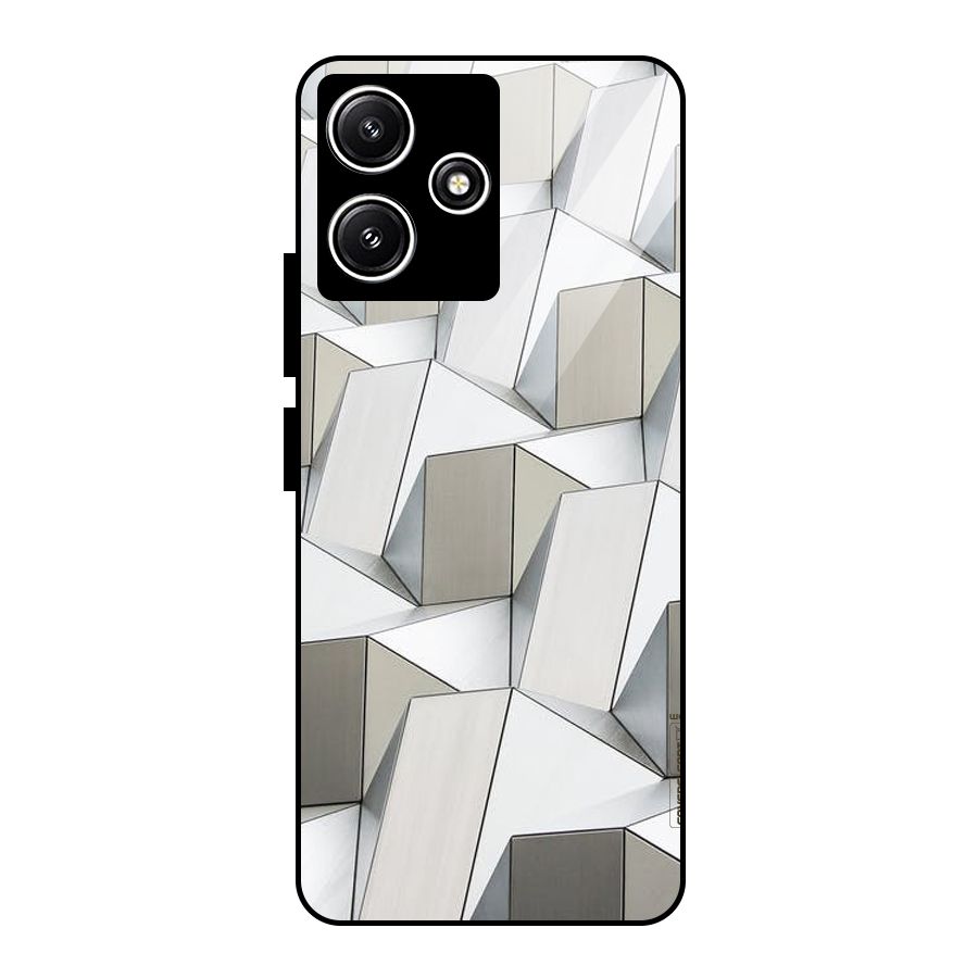 White Abstract Art Glass Back Case for Redmi 12 5G