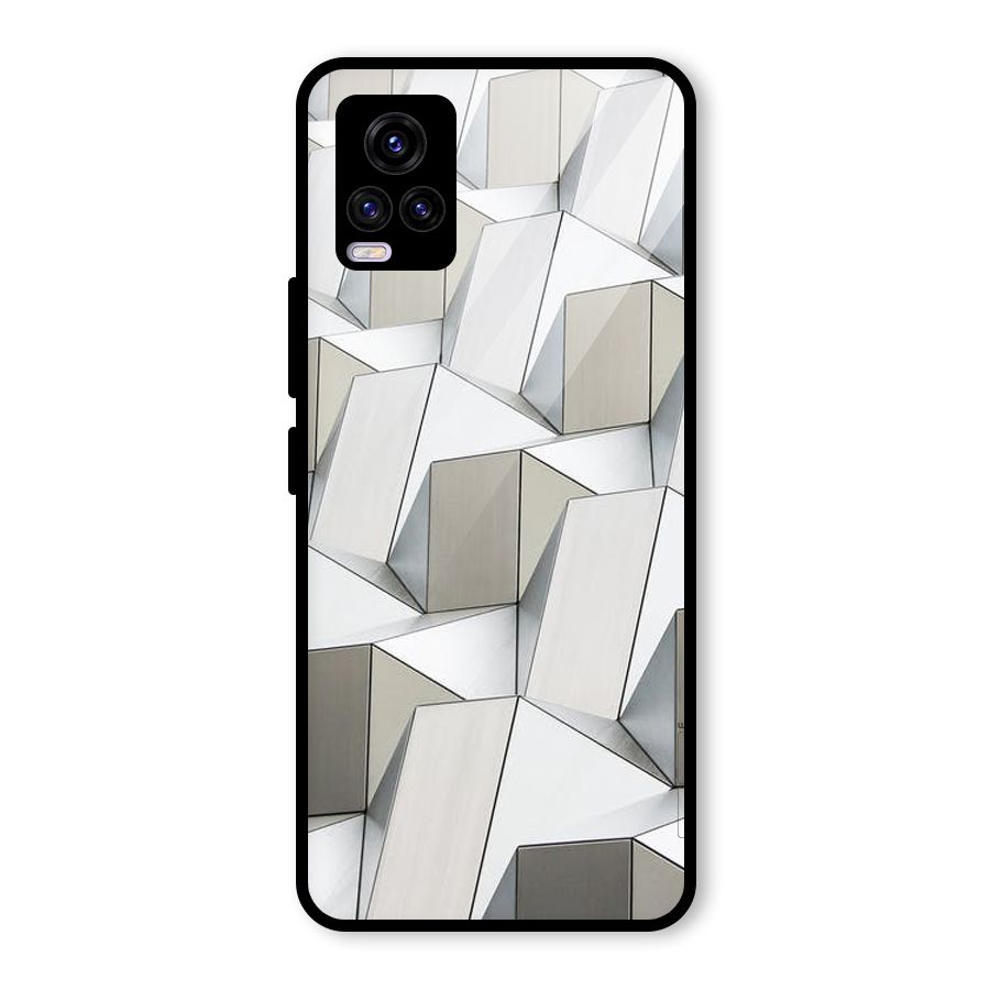 White Abstract Art Glass Back Case for Vivo V20 2021