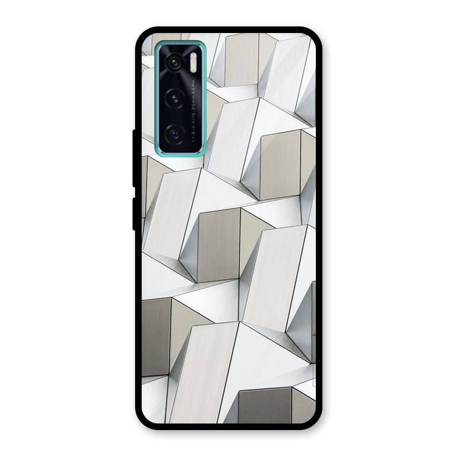 White Abstract Art Glass Back Case for Vivo V20 SE