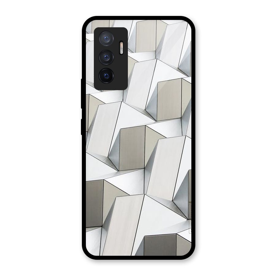 White Abstract Art Glass Back Case for Vivo V23e
