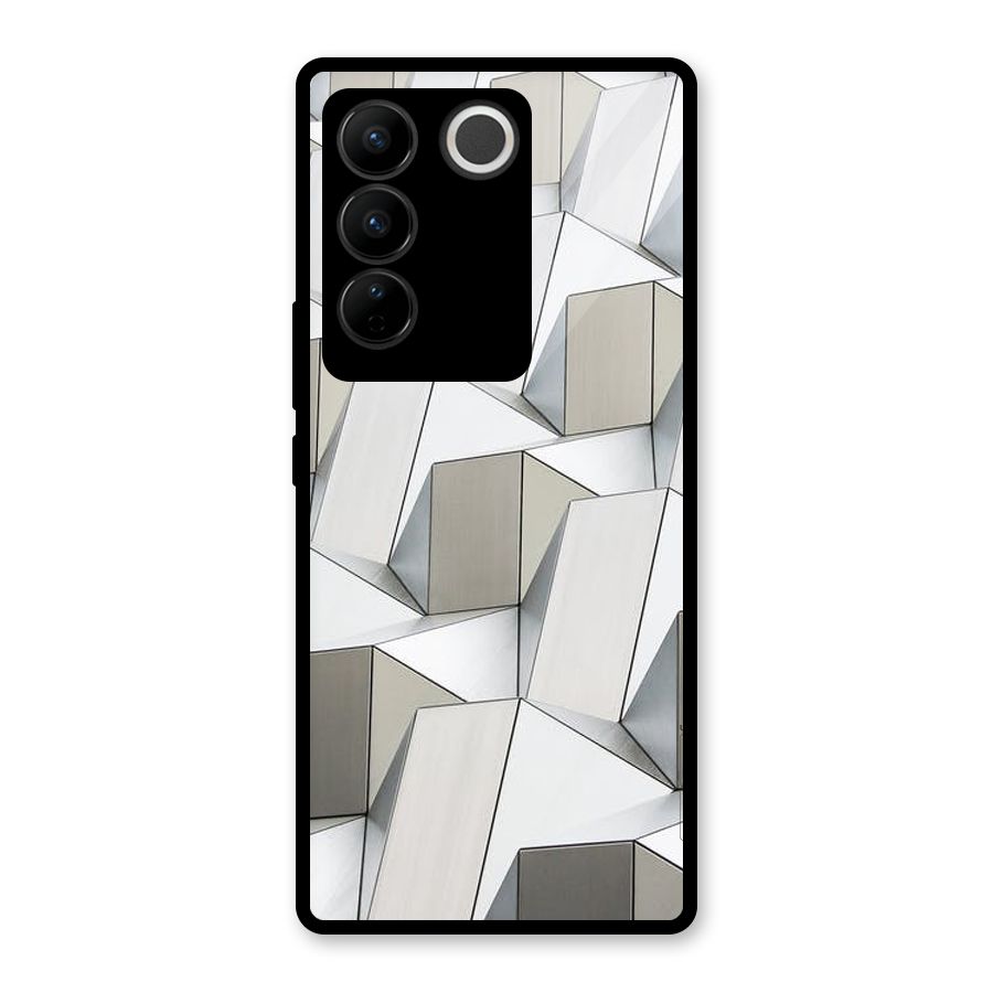 White Abstract Art Glass Back Case for Vivo V27 Pro