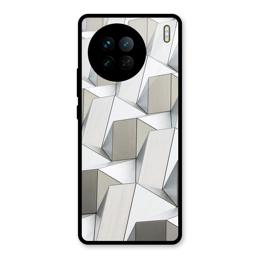 White Abstract Art Glass Back Case for Vivo X90