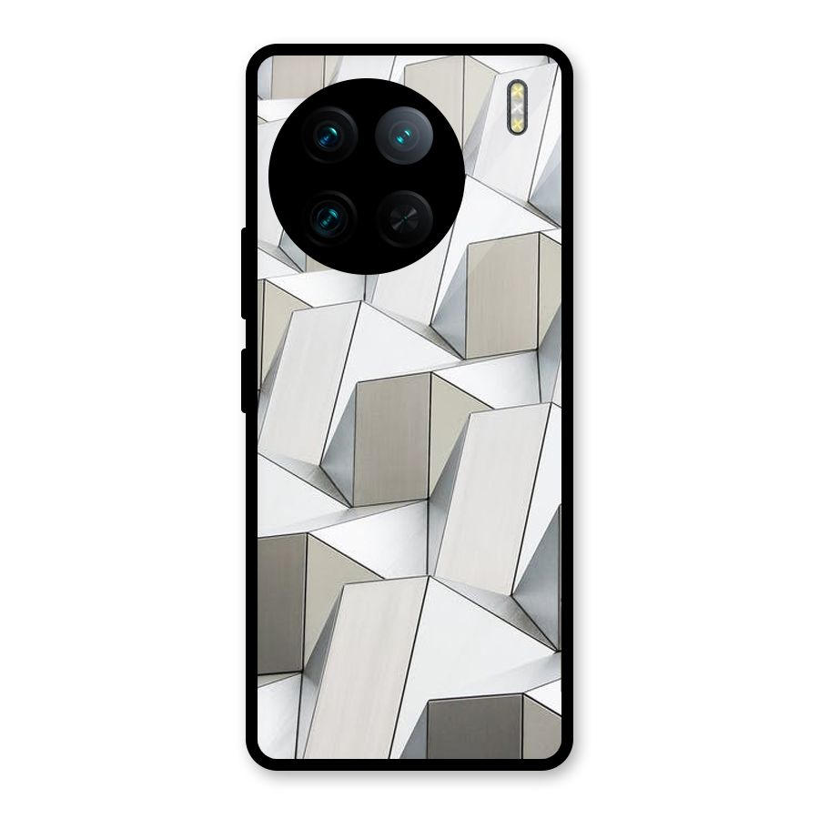 White Abstract Art Glass Back Case for Vivo X90 Pro
