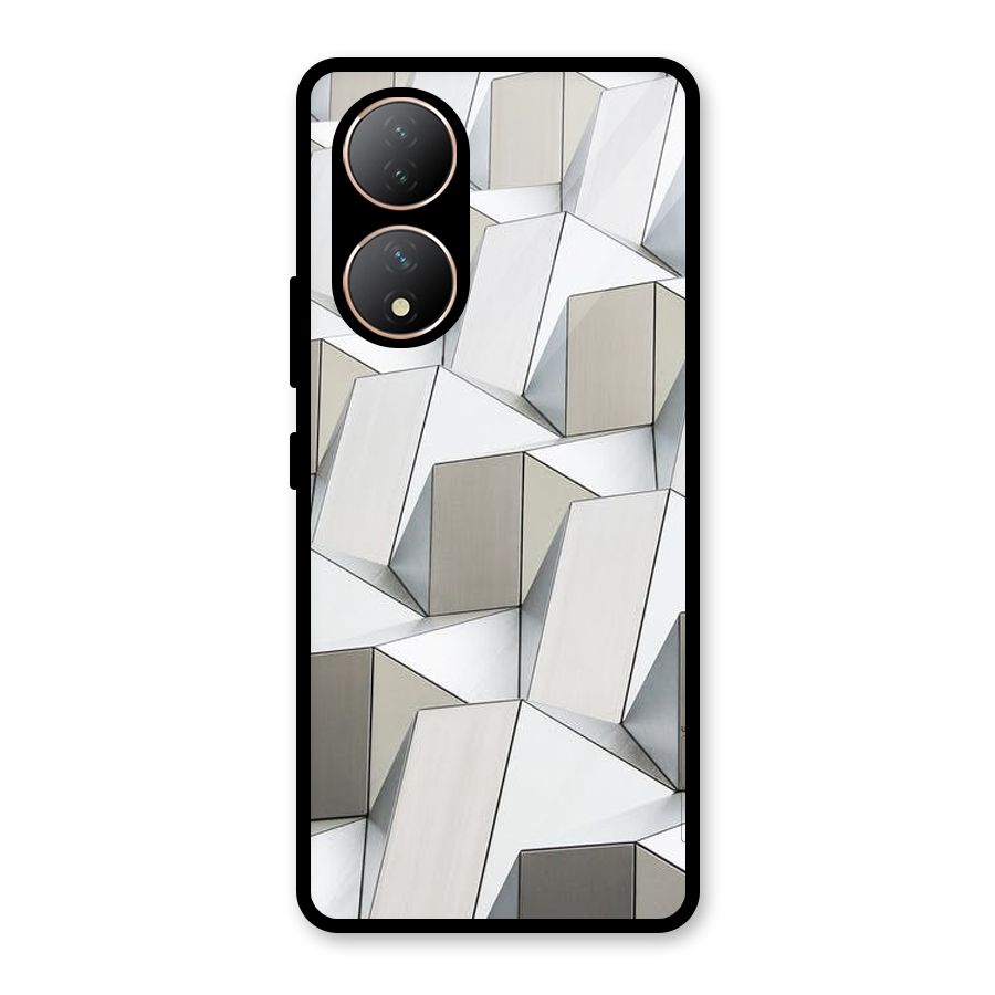 White Abstract Art Glass Back Case for Vivo Y100A
