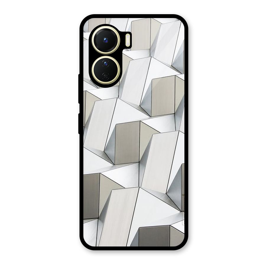 White Abstract Art Glass Back Case for Vivo Y16