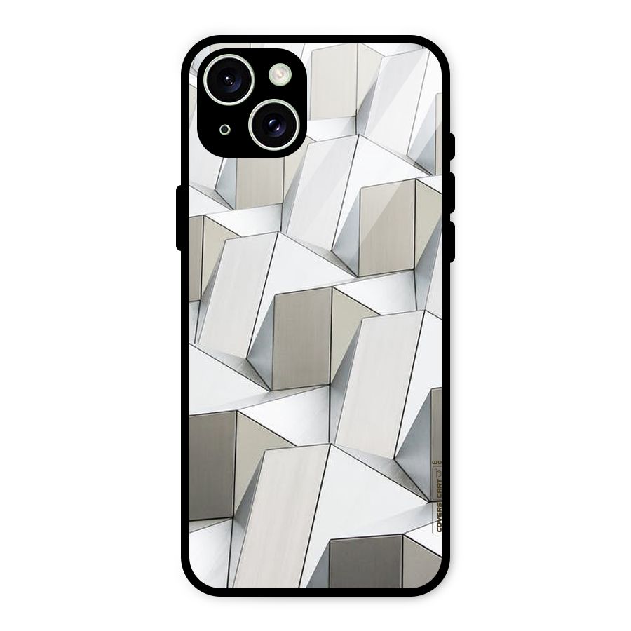 White Abstract Art Glass Back Case for iPhone 15 Plus