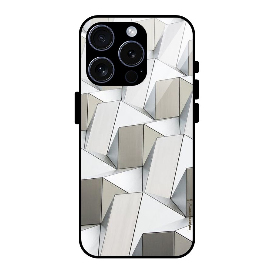 White Abstract Art Glass Back Case for iPhone 15 Pro