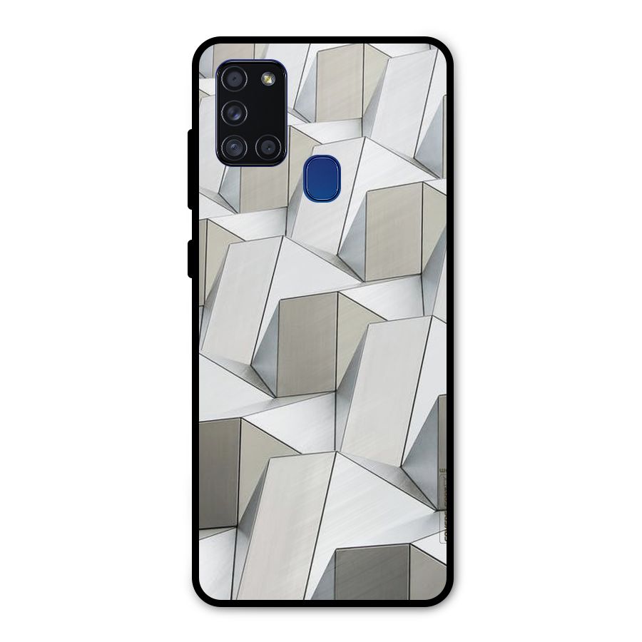 White Abstract Art Metal Back Case for Galaxy A21s
