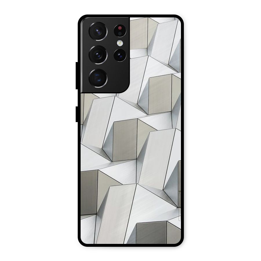 White Abstract Art Metal Back Case for Galaxy S21 Ultra 5G
