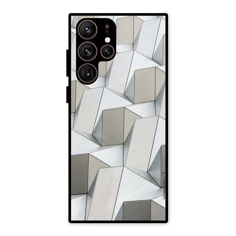 White Abstract Art Metal Back Case for Galaxy S22 Ultra 5G