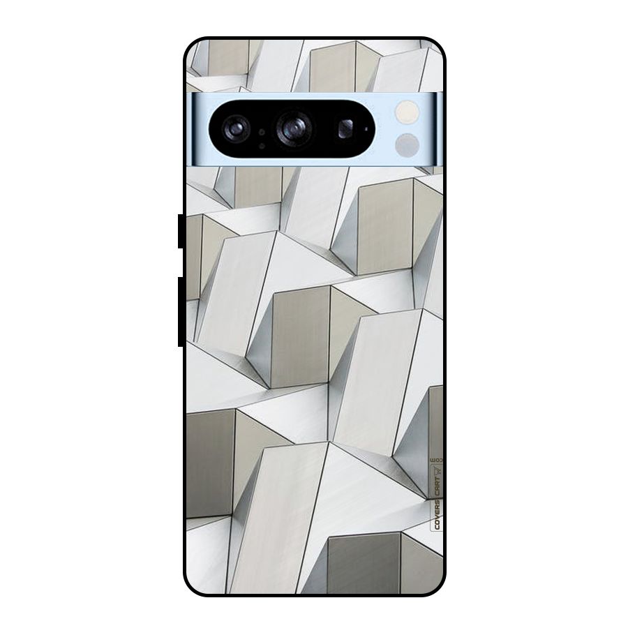 White Abstract Art Metal Back Case for Google Pixel 8 Pro