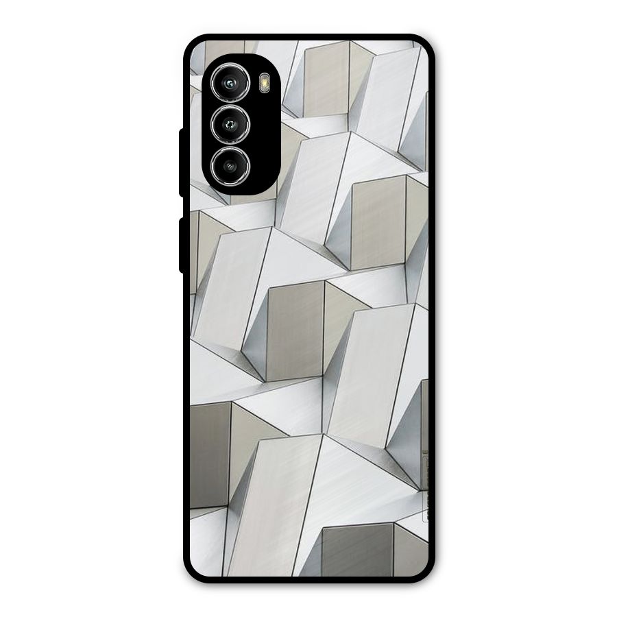 White Abstract Art Metal Back Case for Moto G52
