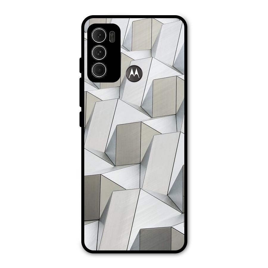 White Abstract Art Metal Back Case for Moto G60