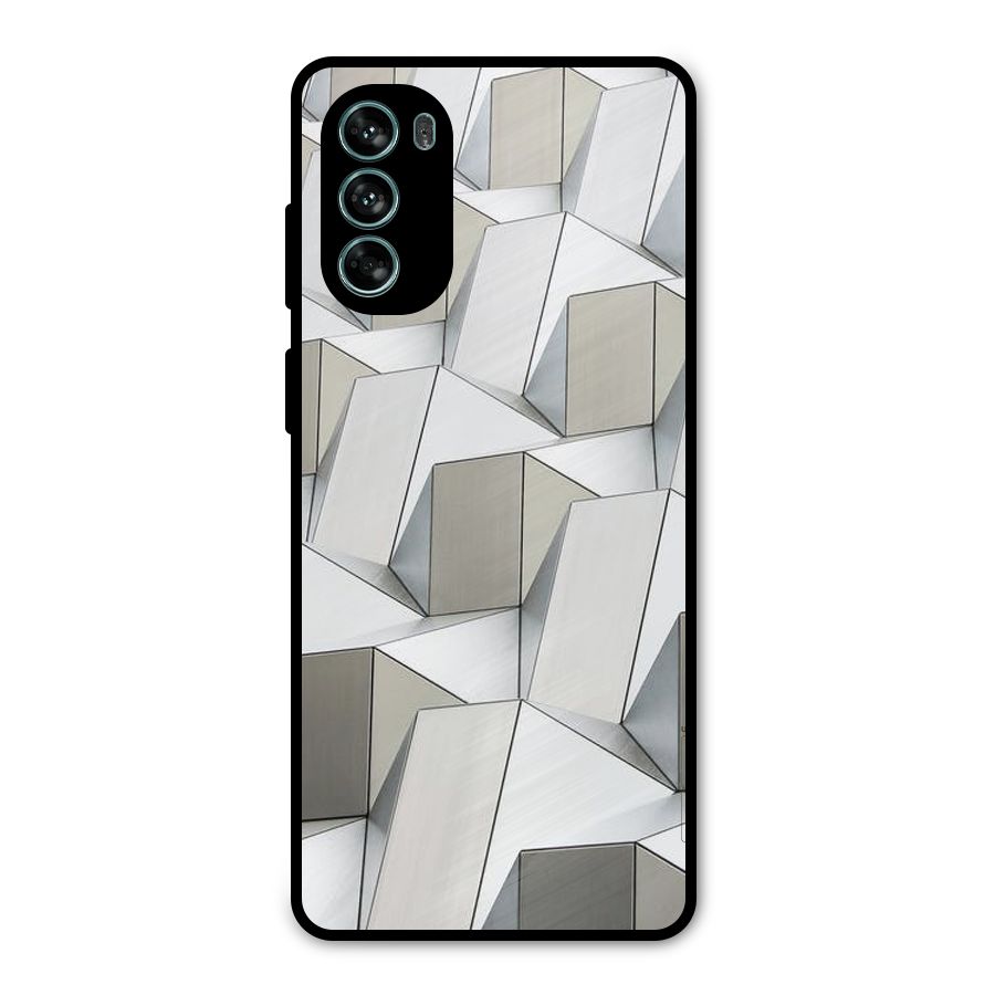 White Abstract Art Metal Back Case for Moto G62