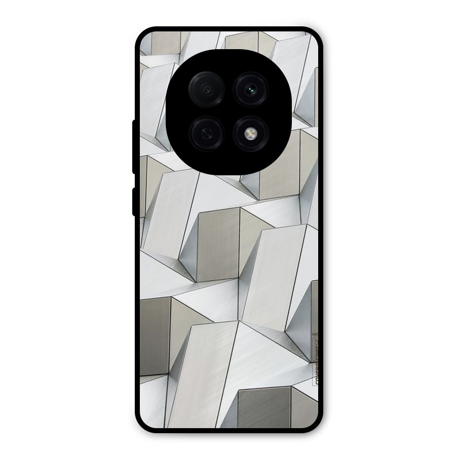White Abstract Art Metal Back Case for Oppo F29 Pro