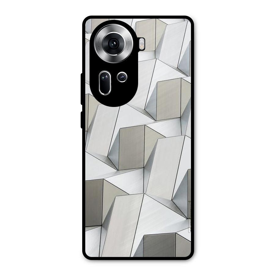 White Abstract Art Metal Back Case for Oppo Reno11 5G