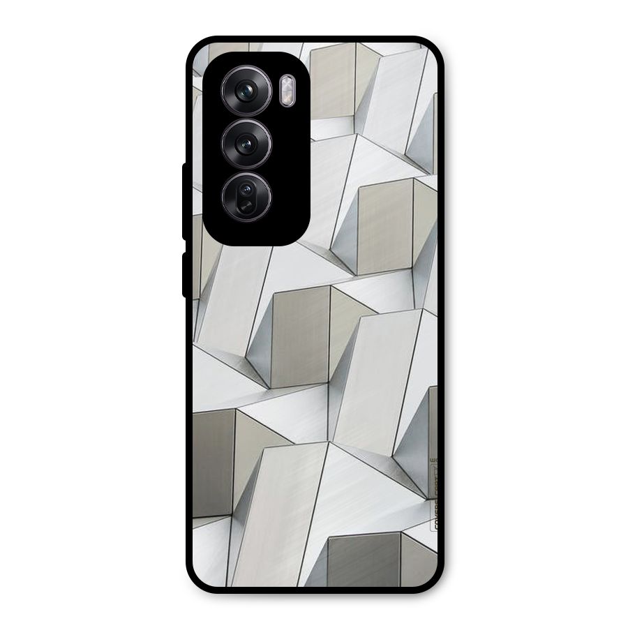 White Abstract Art Metal Back Case for Oppo Reno12 Pro