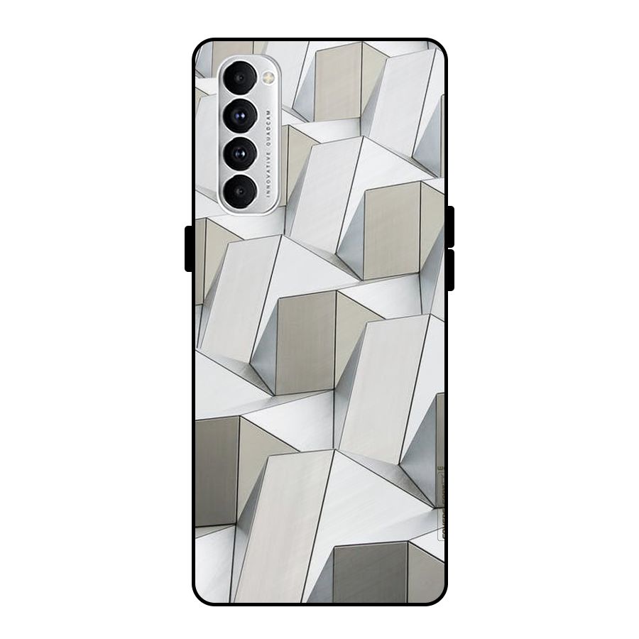 White Abstract Art Metal Back Case for Oppo Reno4 Pro