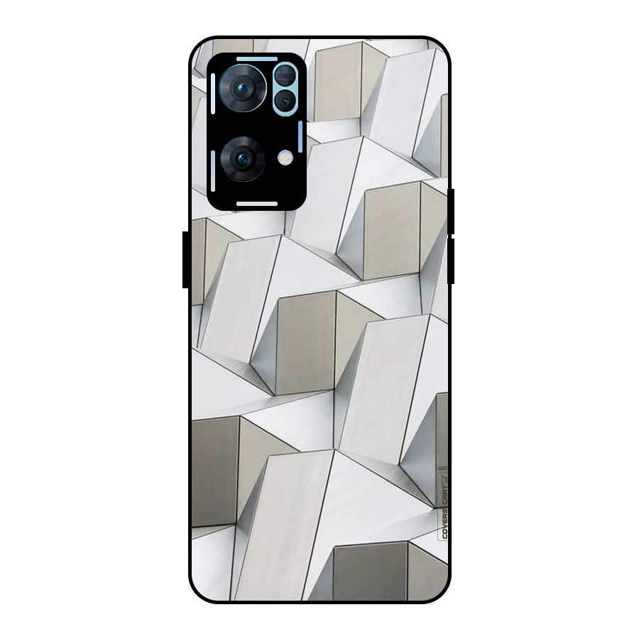 White Abstract Art Metal Back Case for Oppo Reno7 Pro 5G