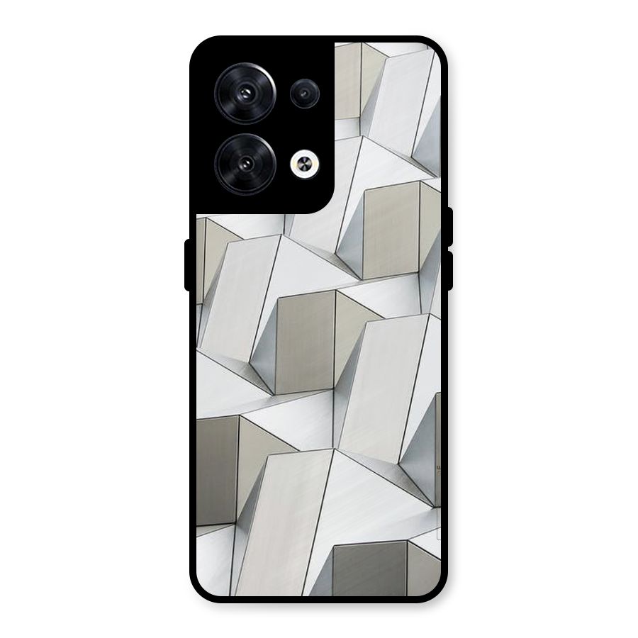 White Abstract Art Metal Back Case for Oppo Reno8 5G