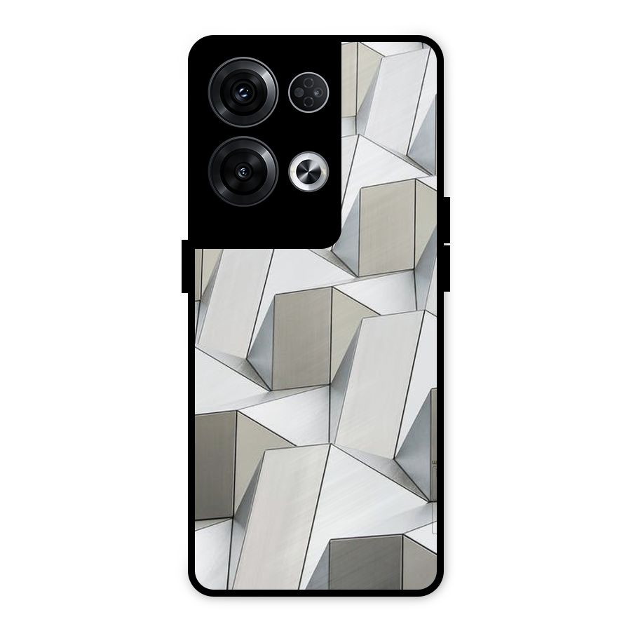White Abstract Art Metal Back Case for Oppo Reno8 Pro 5G