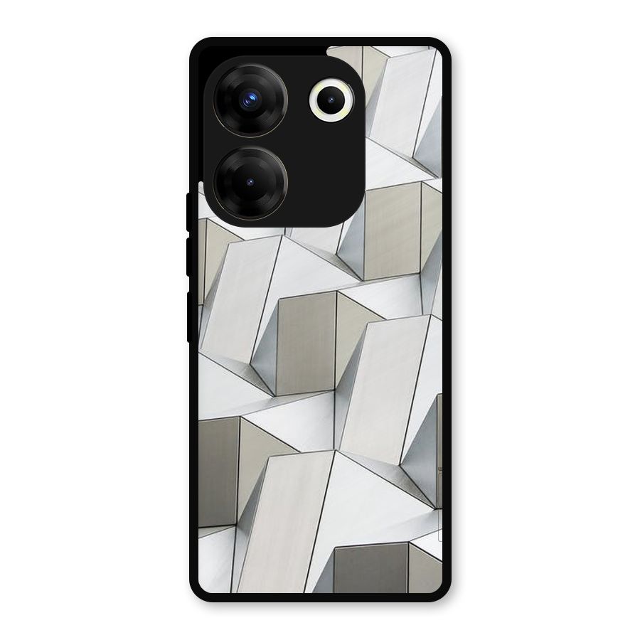 White Abstract Art Metal Back Case for Tecno Camon 20 Pro