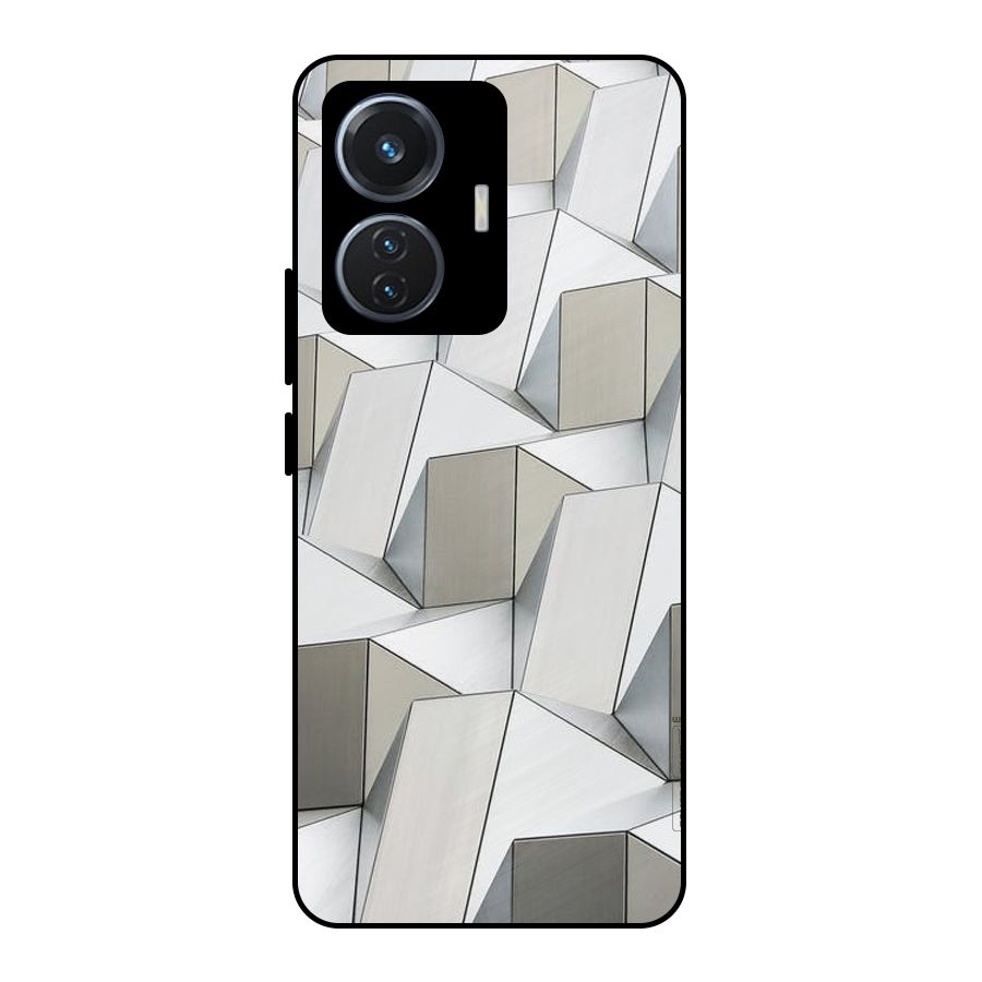 White Abstract Art Metal Back Case for Vivo T1 44W