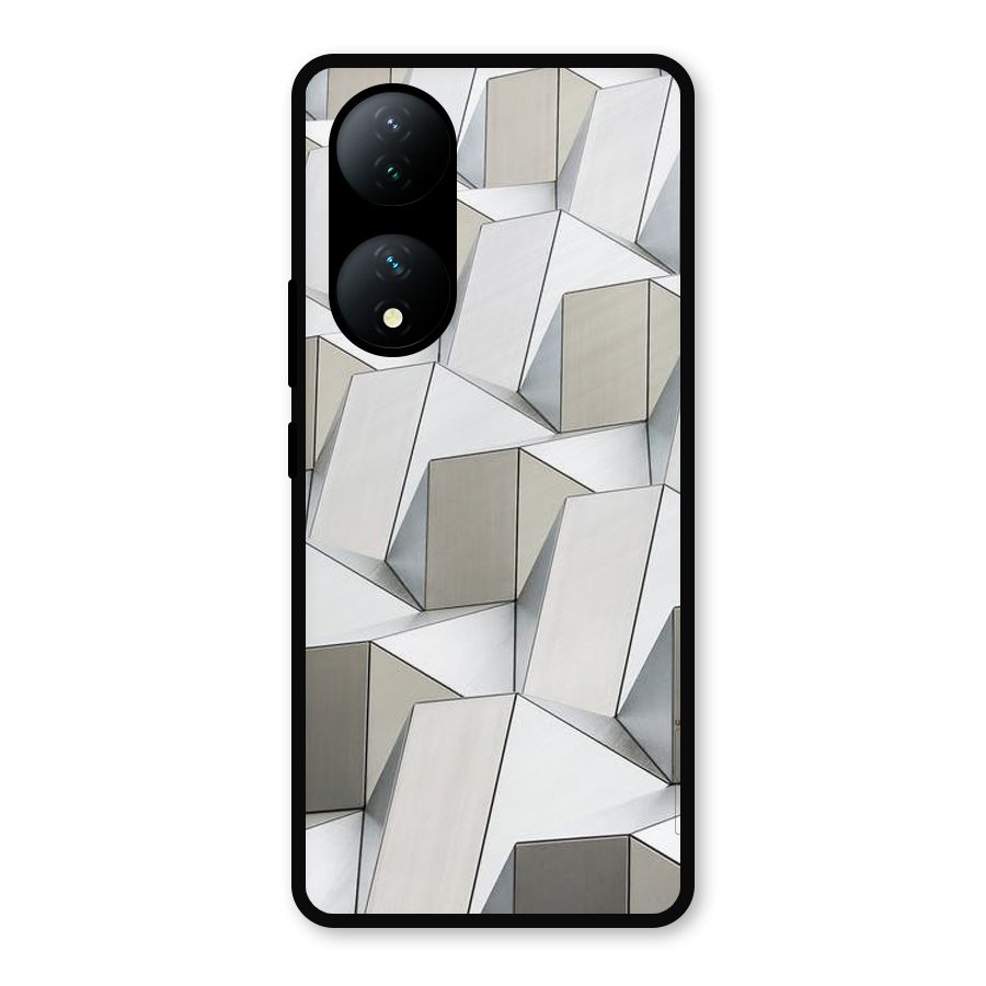 White Abstract Art Metal Back Case for Vivo T2