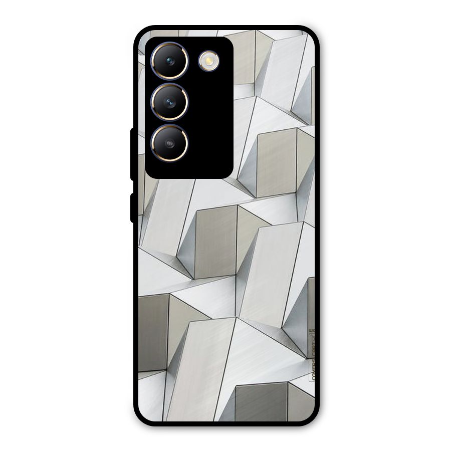 White Abstract Art Metal Back Case for Vivo T3 5G