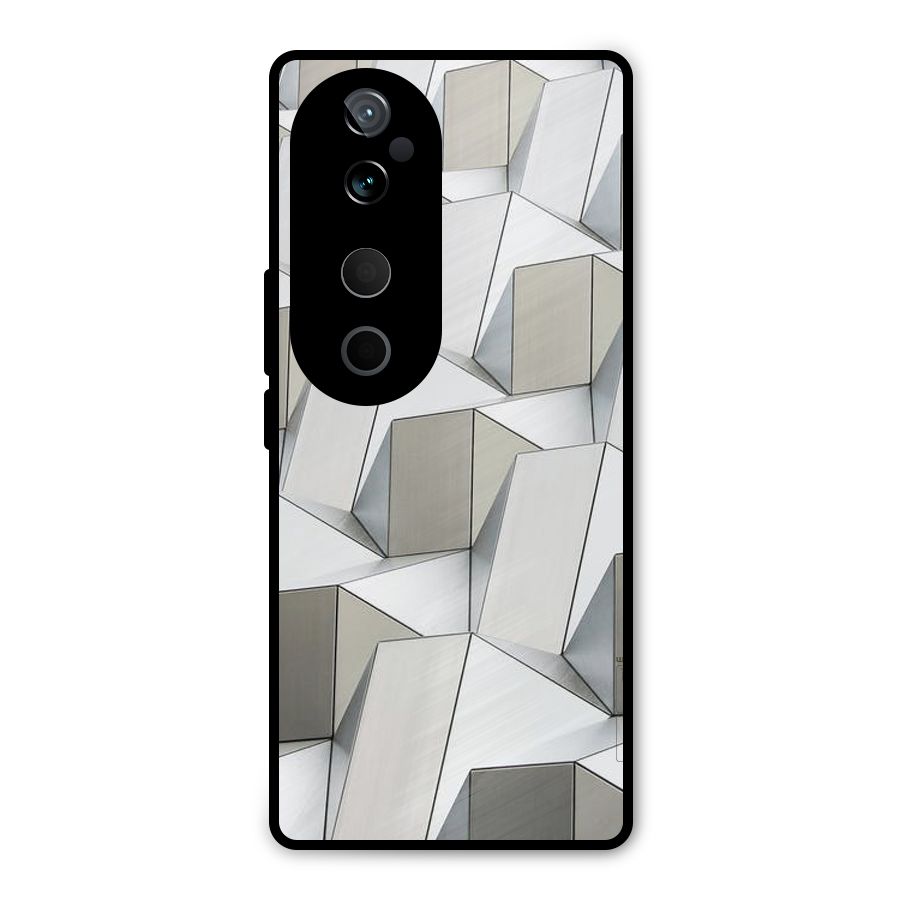 White Abstract Art Metal Back Case for Vivo T3 Ultra