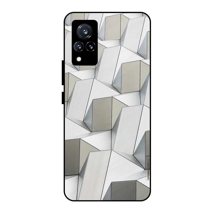 White Abstract Art Metal Back Case for Vivo V21 5G