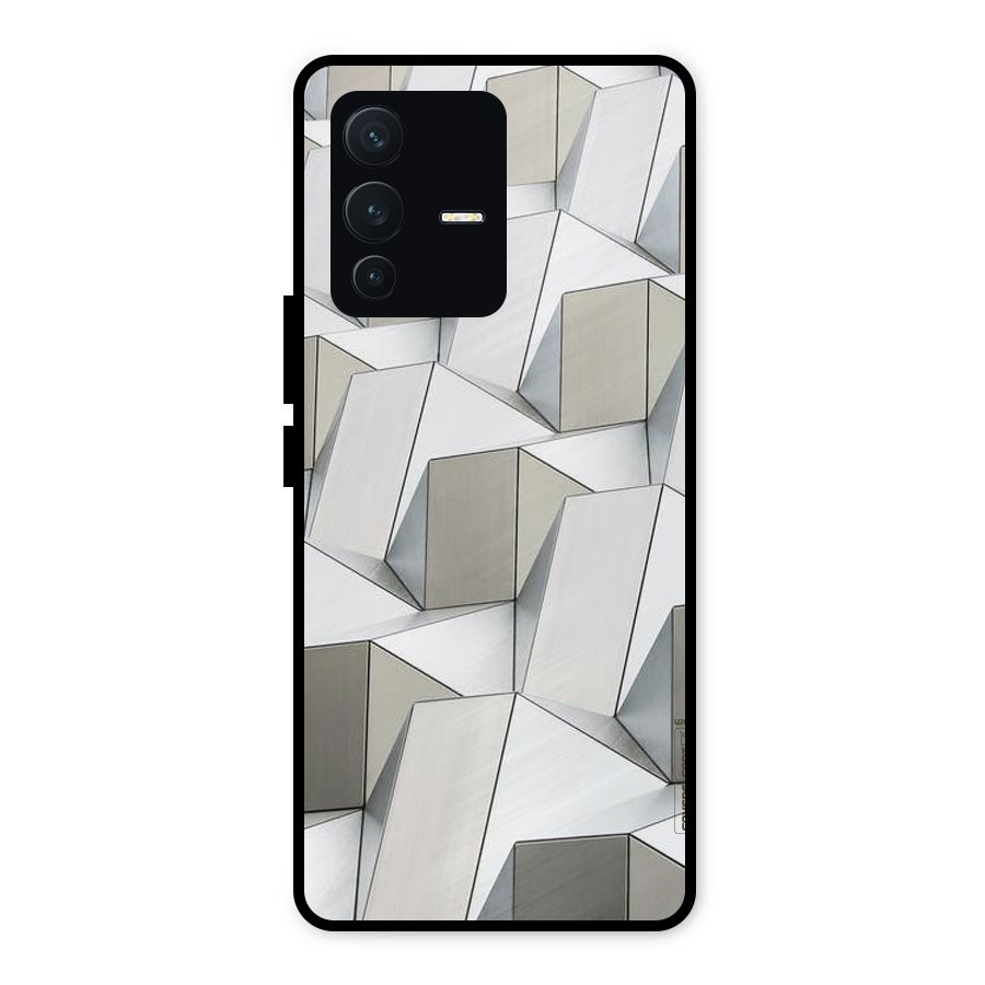 White Abstract Art Metal Back Case for Vivo V23 5G