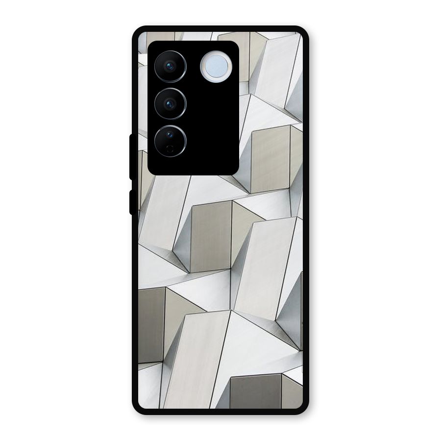 White Abstract Art Metal Back Case for Vivo V27