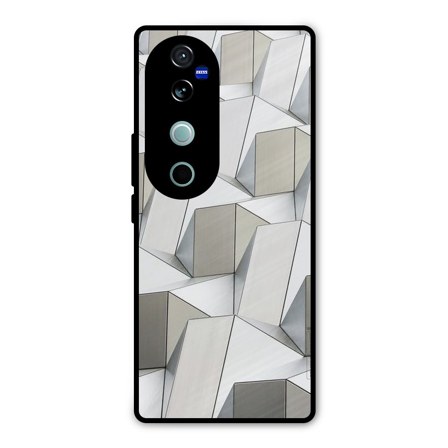 White Abstract Art Metal Back Case for Vivo V40