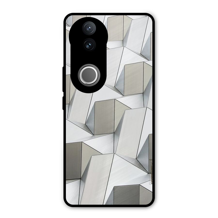White Abstract Art Metal Back Case for Vivo V50