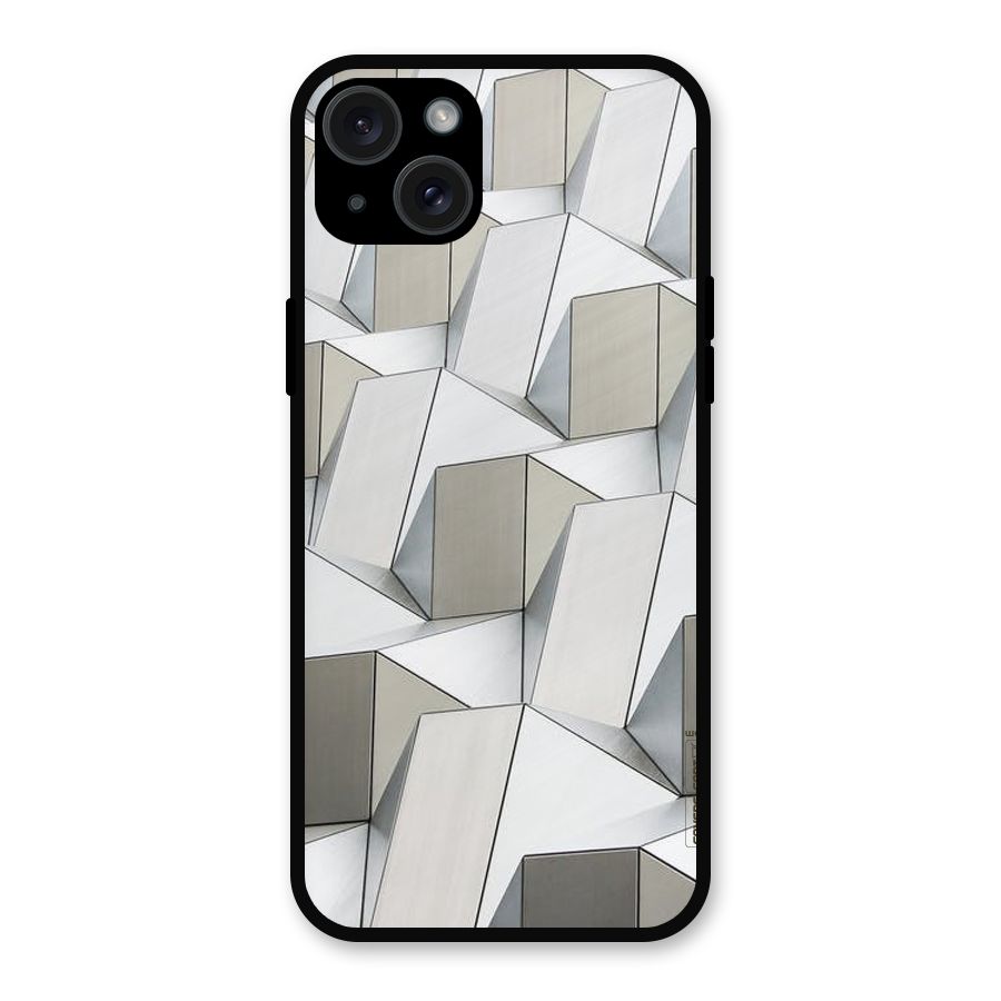 White Abstract Art Metal Back Case for iPhone 15 Plus