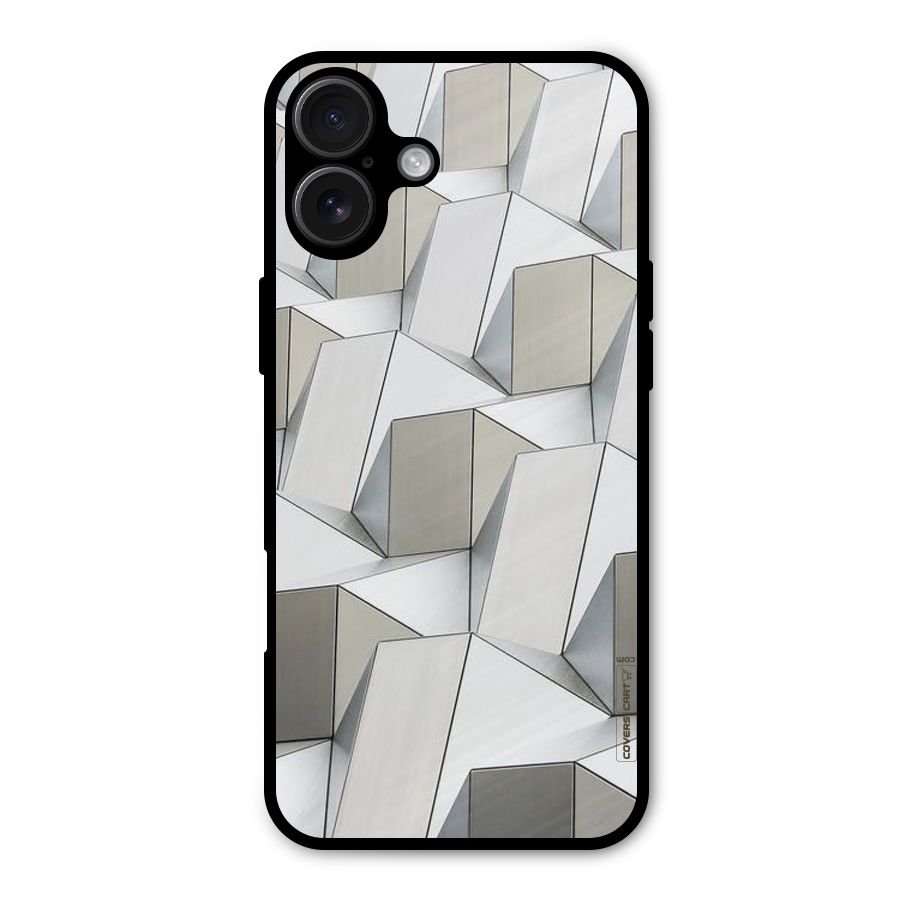 White Abstract Art Metal Back Case for iPhone 16 Plus
