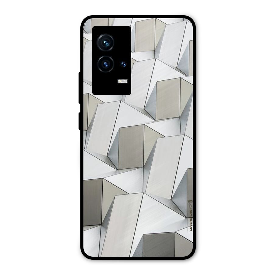 White Abstract Art Metal Back Case for iQOO 9 5G
