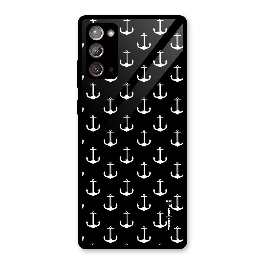 White And Black Anchor Pattern Glass Back Case for Galaxy Note 20