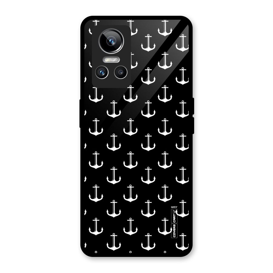 White And Black Anchor Pattern Glass Back Case for Realme GT Neo 3