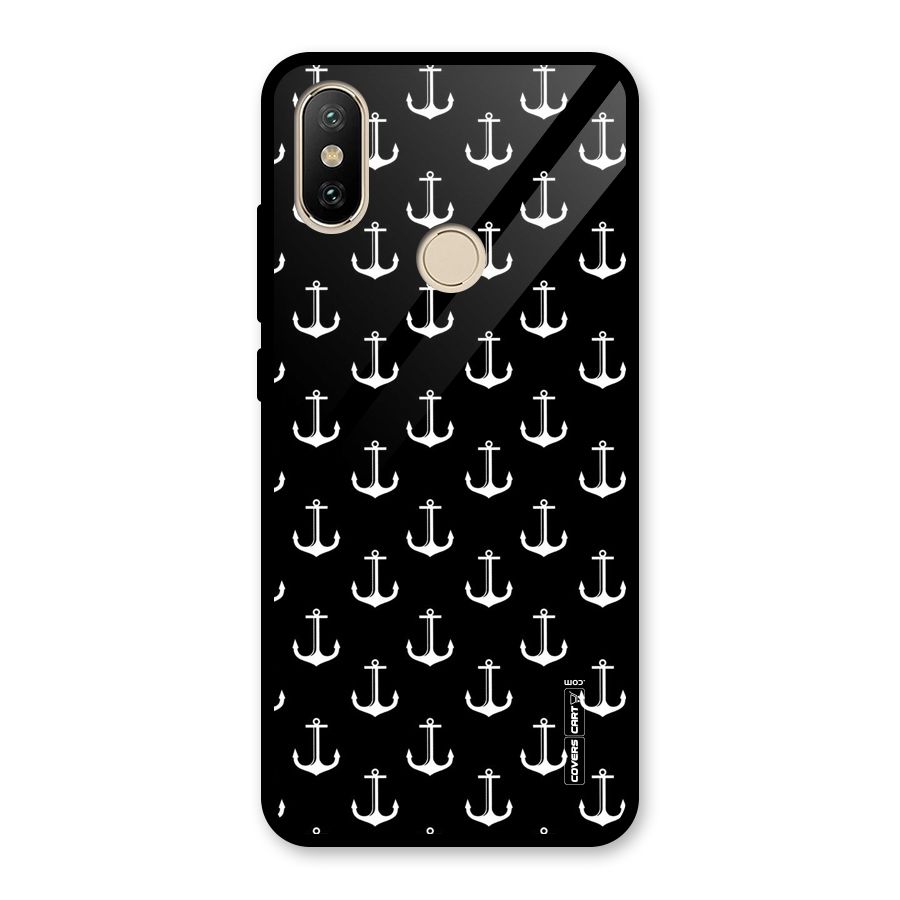 White And Black Anchor Pattern Glass Back Case for Redmi A2
