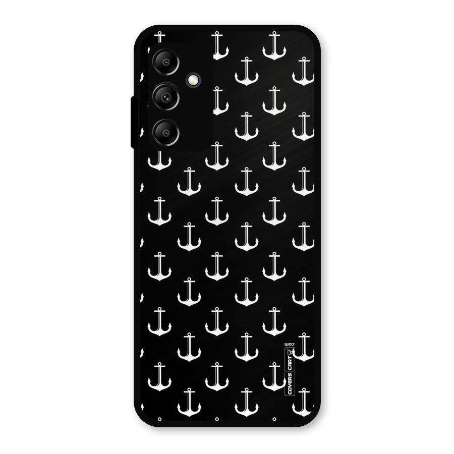 White And Black Anchor Pattern Metal Back Case for Galaxy A14 5G