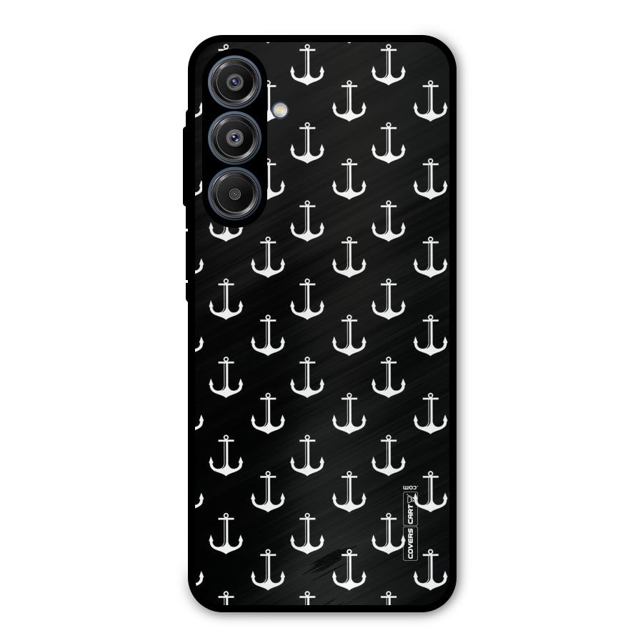 White And Black Anchor Pattern Metal Back Case for Galaxy A16 5G