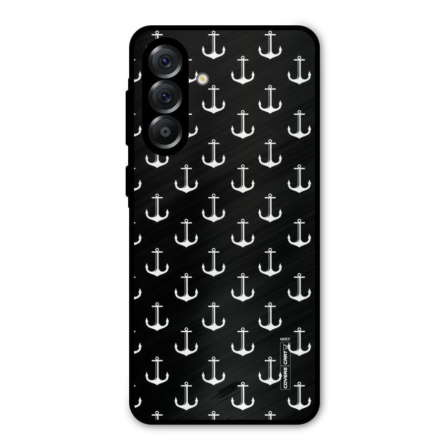White And Black Anchor Pattern Metal Back Case for Galaxy A36