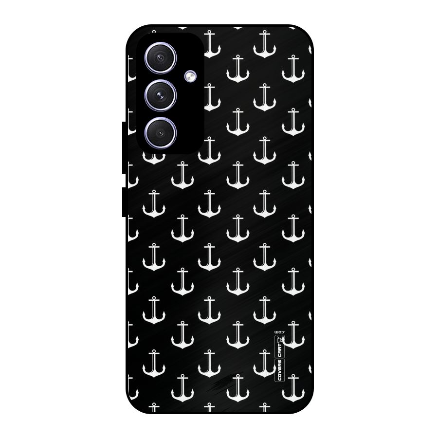 White And Black Anchor Pattern Metal Back Case for Galaxy A54