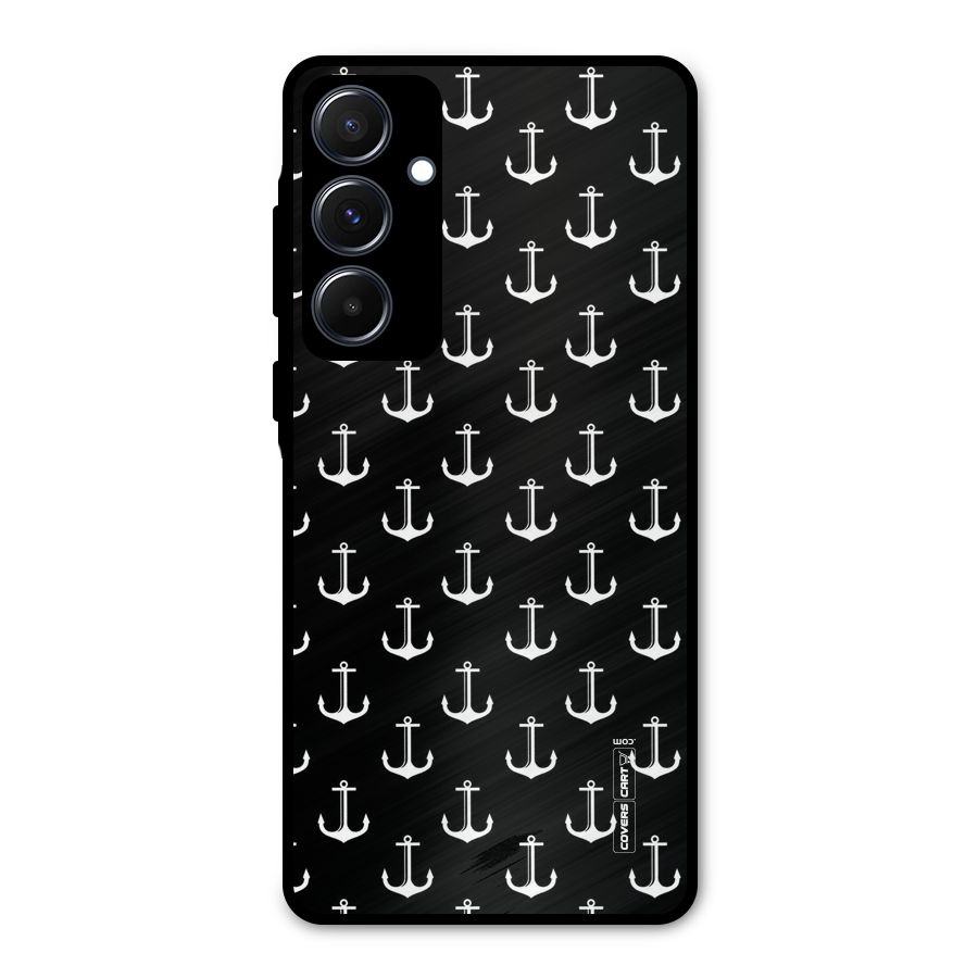 White And Black Anchor Pattern Metal Back Case for Galaxy A55