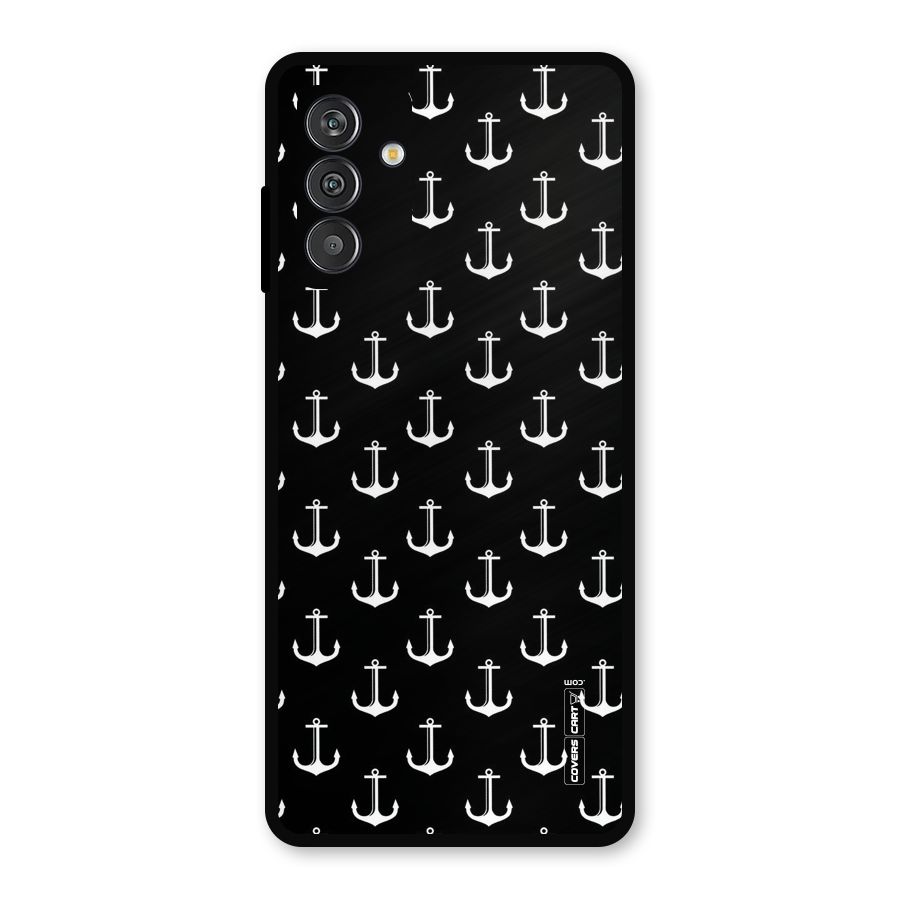 White And Black Anchor Pattern Metal Back Case for Galaxy F13