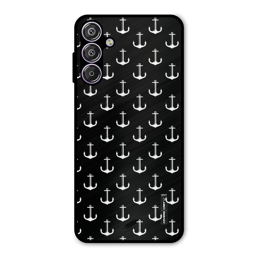 White And Black Anchor Pattern Metal Back Case for Galaxy F15